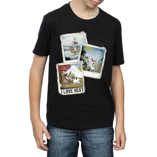 Frozen Boys Olaf Polaroid bomull T-shirt 9-11 år Svart Black 9-11 Years
