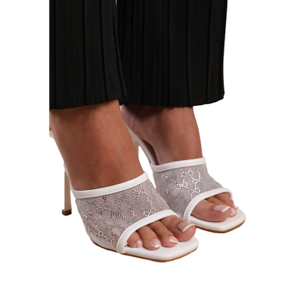 Where's That From Dam/Damer Lisbon Diamante Mesh Peep Toe M White 4 UK