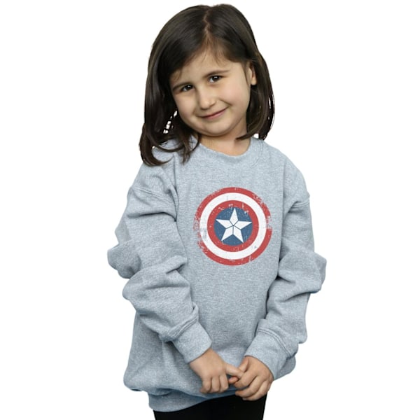 Marvel Girls Captain America Civil War Distressed Shield Sweatshirt Sports Grey 7-8 Years