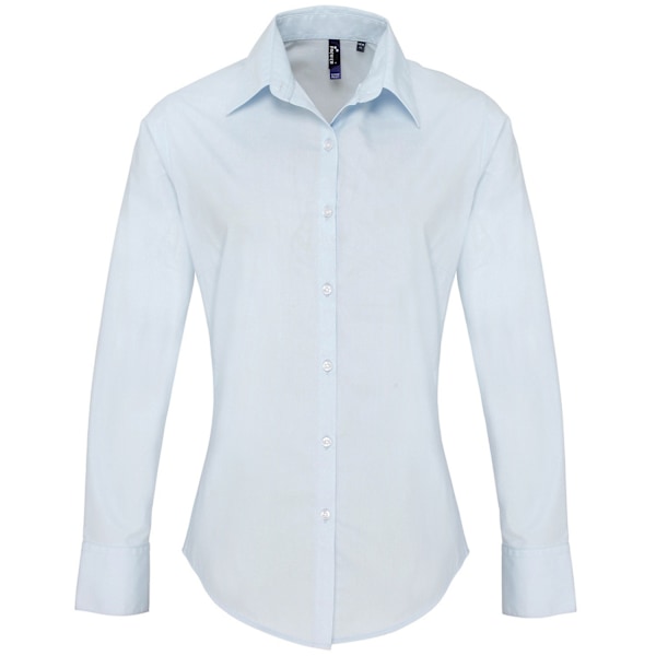 Premier Dam/Kvinnors Supreme Poplin Långärmad Formell Skjorta Light Blue 24 UK