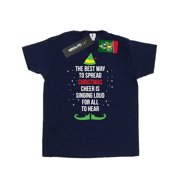 Elf Mens Christmas Cheer Text T-Shirt XXL Marinblå Navy Blue XXL