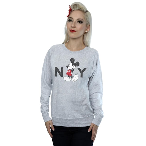 Disney Dam/Kvinnor Mickey Mouse NY Sweatshirt S Heather Grey Heather Grey S