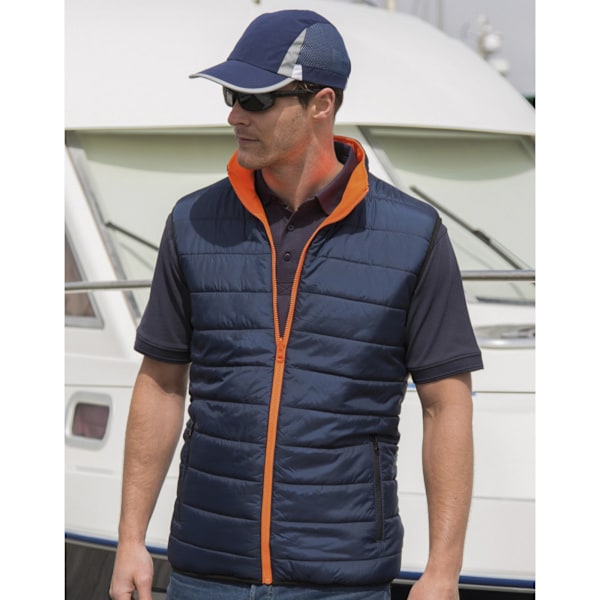 Result Safeguard Mens Reversible Soft Padded Safety Gilet 4XL F Fluorescent Orange/Navy 4XL
