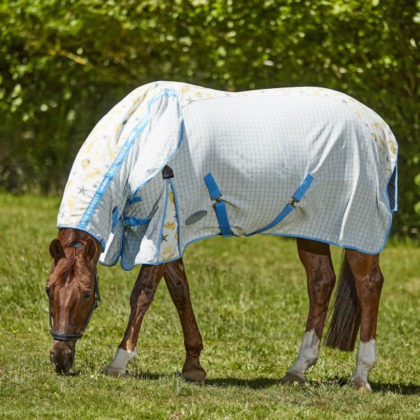 Weatherbeeta Summer Sheet Lite IV Combo Neck Seahorse Horse Tur White/Yellow/Blue 6´ 3