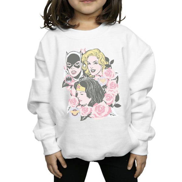 DC Comics Girls Super Powers Blomsterram Sweatshirt 5-6 år White 5-6 Years