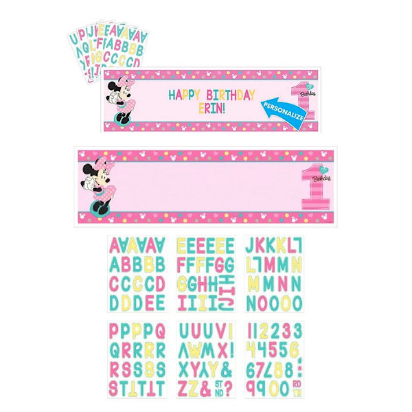 Disney Plast Anpassningsbar Minnie Mouse 1:a Födelsedagsbann On Multicoloured One Size