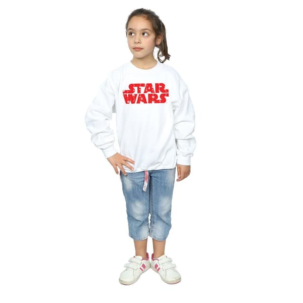 Star Wars Flickor Jul Logotyp Tröja 7-8 År Vit White 7-8 Years