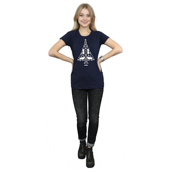 Disney Dam/Kvinnor Frozen Julgran Bomull T-shirt S Marinblå Navy Blue S