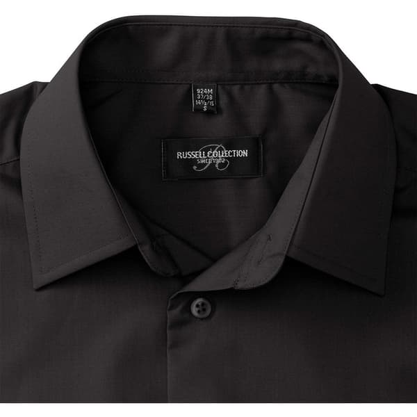 Russell Collection Herr Långärmad Poly-Bomull Lättskött Skräddarsydd Black 2XL