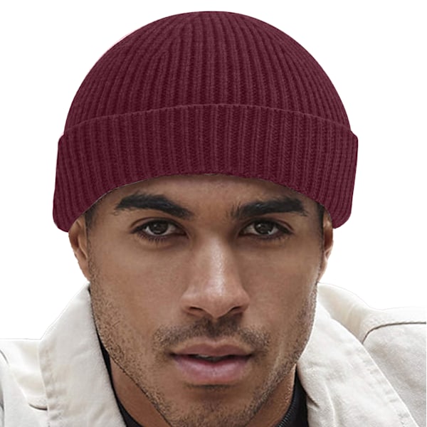 Beechfield Engineered Knit Ribbed Beanie One Size Burgundy Burgundy One Size