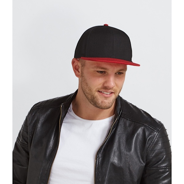 Beechfield 6 Panel Snapback Cap One Size Svart/Röd Black/Red One Size