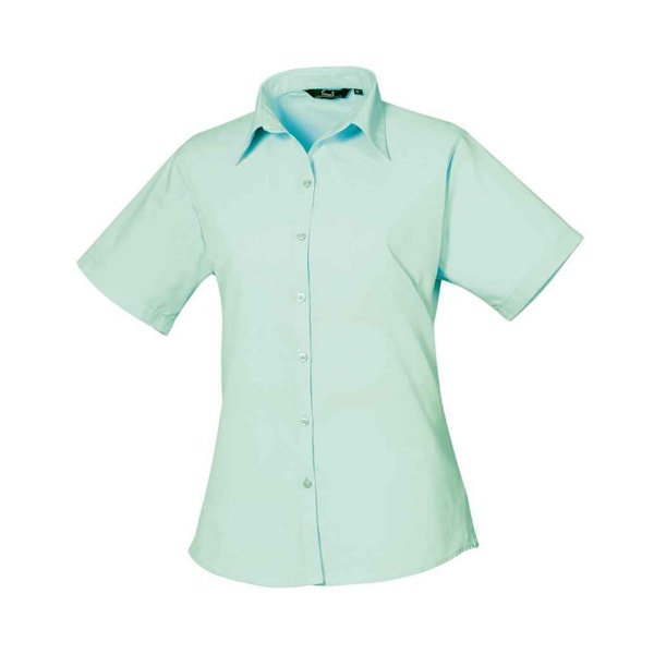 Premier Dam/Dam Poplin Kortärmad Blus 20 UK Aqua Aqua 20 UK