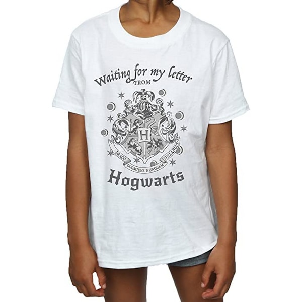 Harry Potter flickor väntar på mitt brev Hogwarts Crest bomull White 9-11 Years