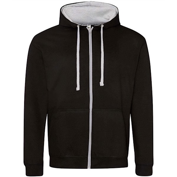 Awdis Mens Varsity Heather Full Zip Hoodie XL Jet Black/Heather Jet Black/Heather Grey XL