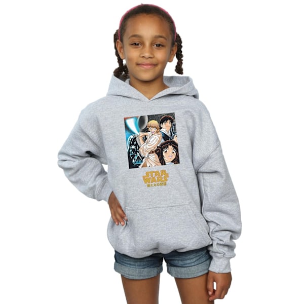 Star Wars Girls Anime Poster Hoodie 12-13 år Sportgrå Sports Grey 12-13 Years