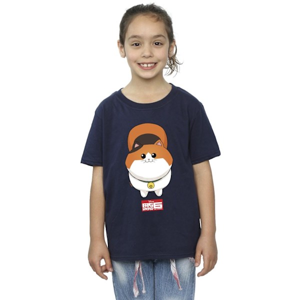 Disney Girls Big Hero 6 Baymax Kitten Face Bomull T-shirt 12-13 Navy Blue 12-13 Years