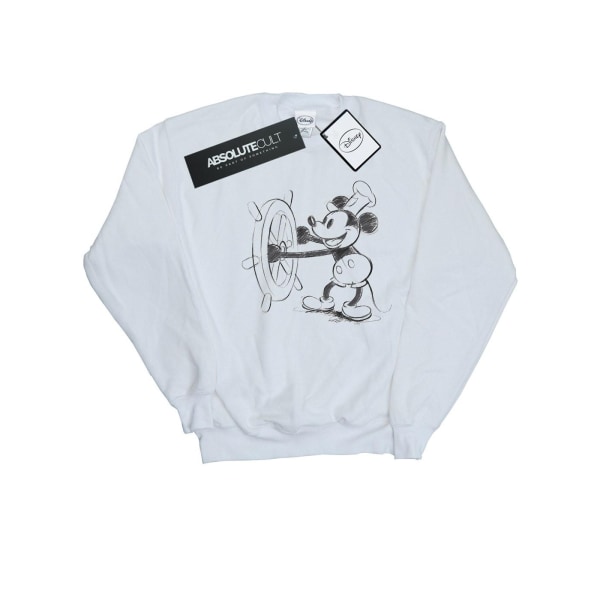 Disney Dam/Damer Mickey Mouse Steamboat Sketch Sweatshirt M White M