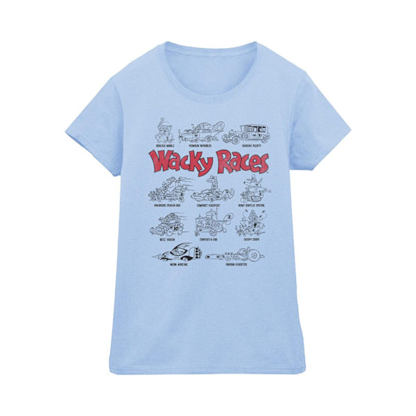 Wacky Races Dam/Dam Car Lineup Bomull T-shirt XXL Baby Blå Baby Blue XXL