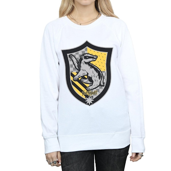 Harry Potter Dam/Kvinnor Hufflepuff Crest Flat Sweatshirt M W White M