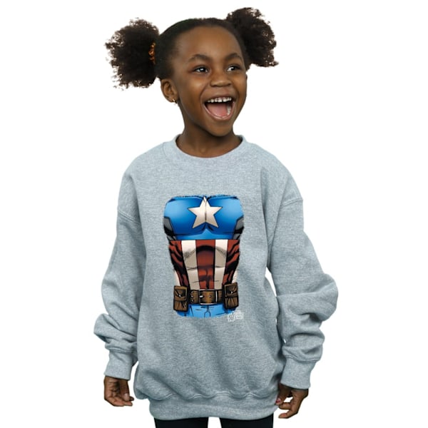 Marvel Girls Captain America bröstbild tröja 7-8 år S Sports Grey 7-8 Years