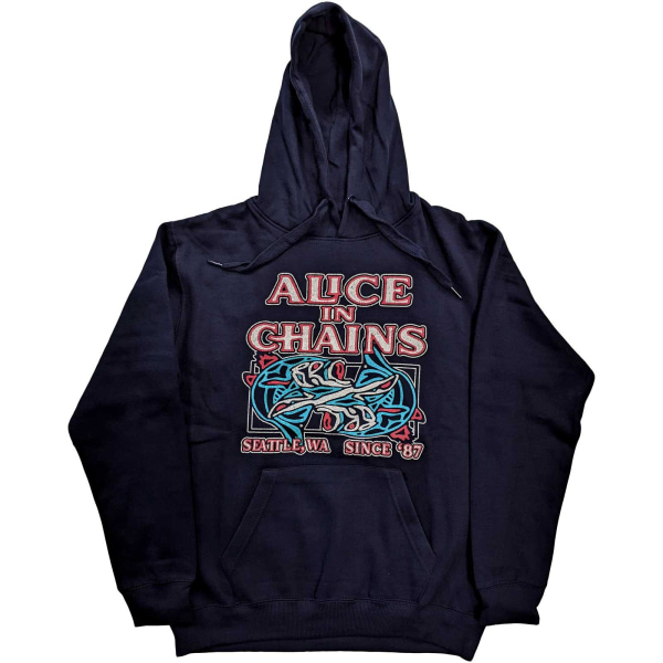 Alice In Chains Unisex Adult Totem Fish Pullover Hoodie L Navy Navy Blue L