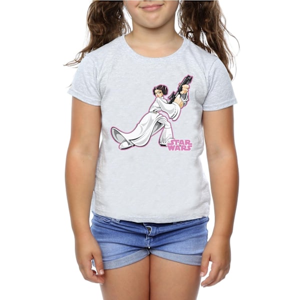 Star Wars T-shirt i bomull med motiv av prinsessan Leia för flickor, 12-13 år Heather Grey 12-13 Years