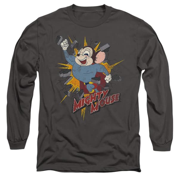Mighty Mouse Unisex Vuxen Break Through T-Shirt M Kolgrå Charcoal M