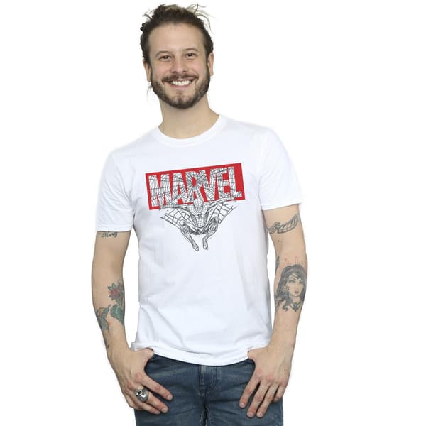 Marvel Herr Spider Man Logo Röd T-shirt L Vit White L