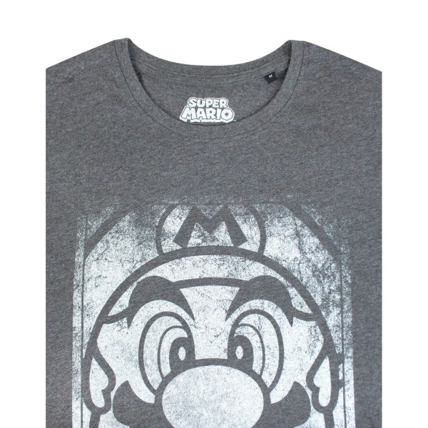 Super Mario Mens Poster T-Shirt XL Grå Grey XL