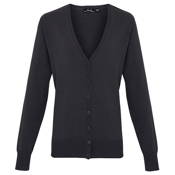 Premier Dam/Dam Cotton Acrylic V-hals Cardigan 20 UK Charcoal Charcoal 20 UK