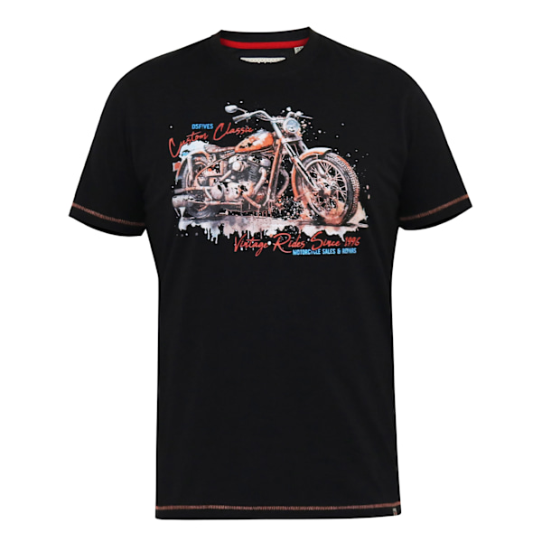 Duke Herr D555 Lorne Motorcykel T-shirt med Rund Hals M Tvättad Svart Washed Black M