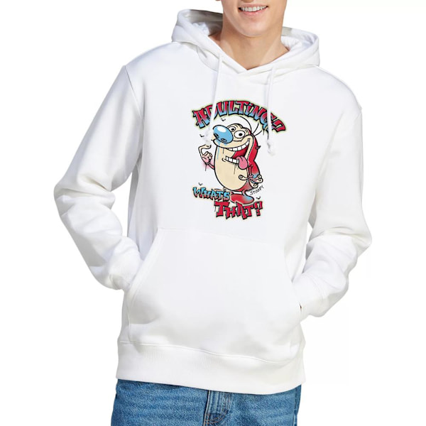 Ren & Stimpy Herr Vuxenliv Vad Är Det? Hoodie XL Vit White XL