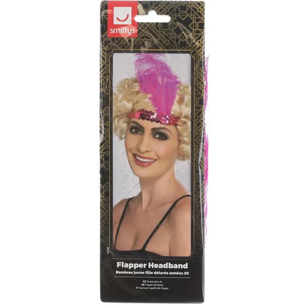 Smiffys Flapper-kostym Huvudbonad En Storlek Rosa Pink One Size