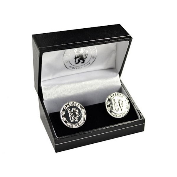 Chelsea FC Crest Silver Plated Boxed Cufflinks One Size Silver Silver One Size