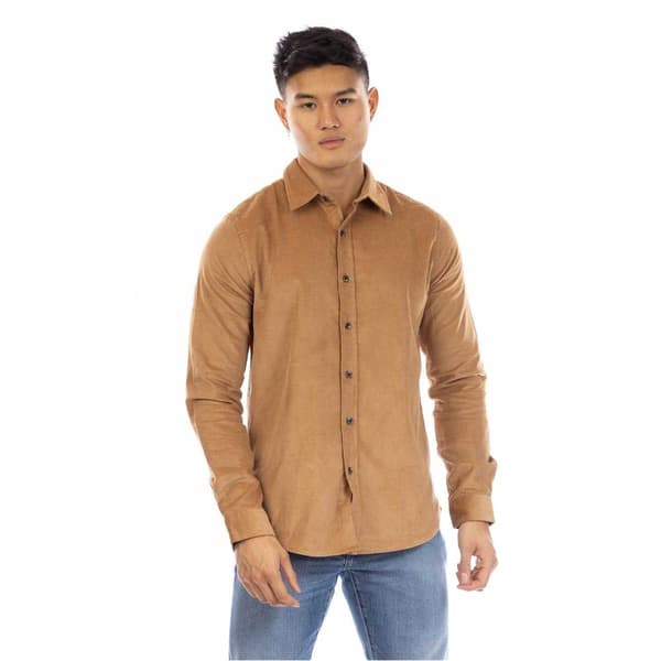 Peter Werth Herrskjorta Bicknell Corduroy Långärmad M Sand Brun Sand Brown M