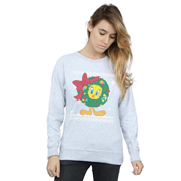 Looney Tunes Dam/Damer Tweety Pie Jul Fair Isle Sweatshirt Heather Grey XL