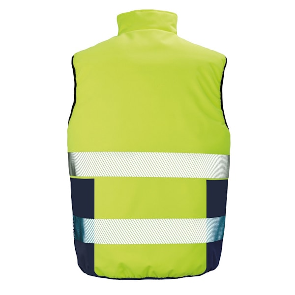 SAFE-GUARD by Result Herr Reversibel Mjukt Vadderad Väst 3XL Fluo Fluorescent Yellow/Navy 3XL