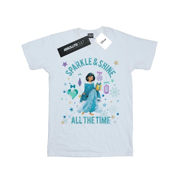 Disney Girls Princess Jasmine Sparkle And Shine Bomull T-shirt White 5-6 Years