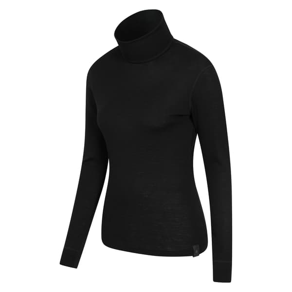 Mountain Warehouse Merino Ull Rullhals Baslager Dam Black 6 UK