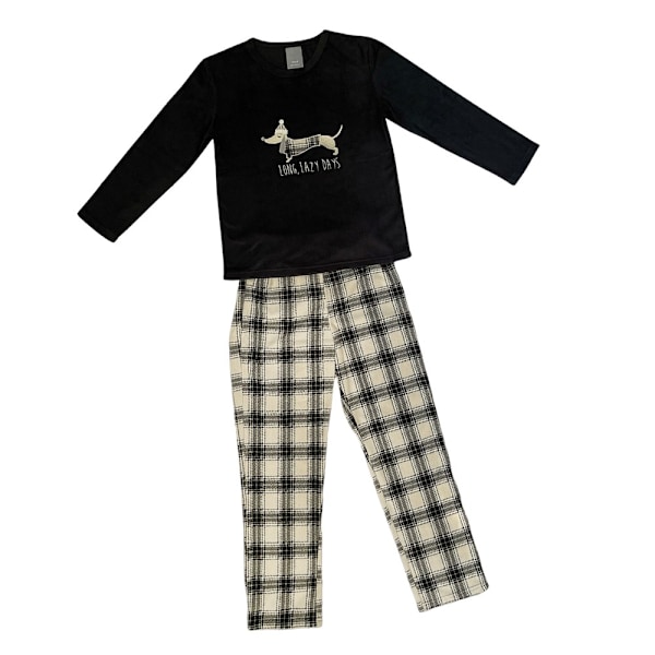 Hem & Living Dam/Dam Dachshund Lång Pyjamas Set 12 UK Bla Black/Cream 12 UK