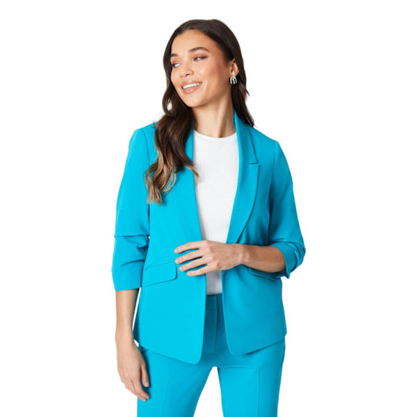 Dorothy Perkins Petite Ruched Blazer för dam/kvinnor 14 UK Turkos Turquoise 14 UK