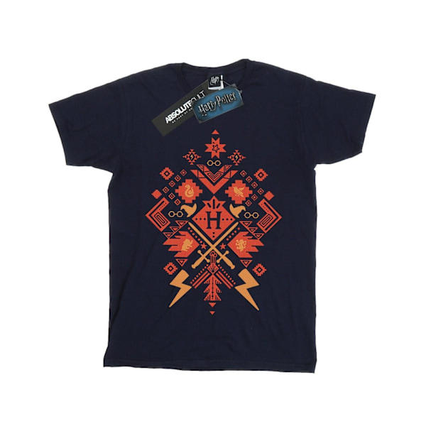 Harry Potter Pojkar Jul Fair Isle T-shirt 7-8 år Marinblå Navy Blue 7-8 Years