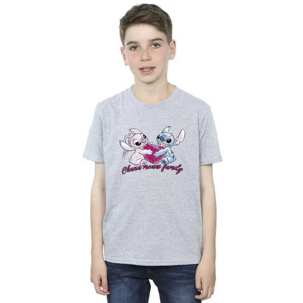 Disney Boys Lilo And Stitch Ohana Heart With Angel T-Shirt 3-4 Sports Grey 3-4 Years