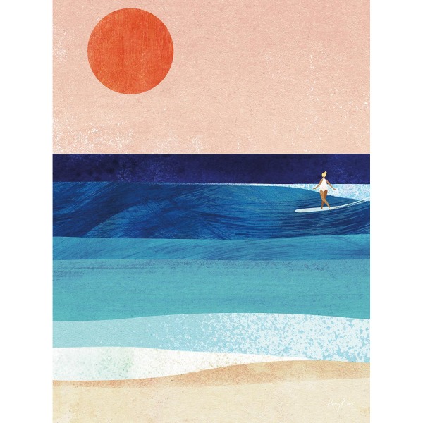 Henry Rivers Surfer Print 40cm x 30cm Blå/persika/orange Blue/Peach/Orange 40cm x 30cm