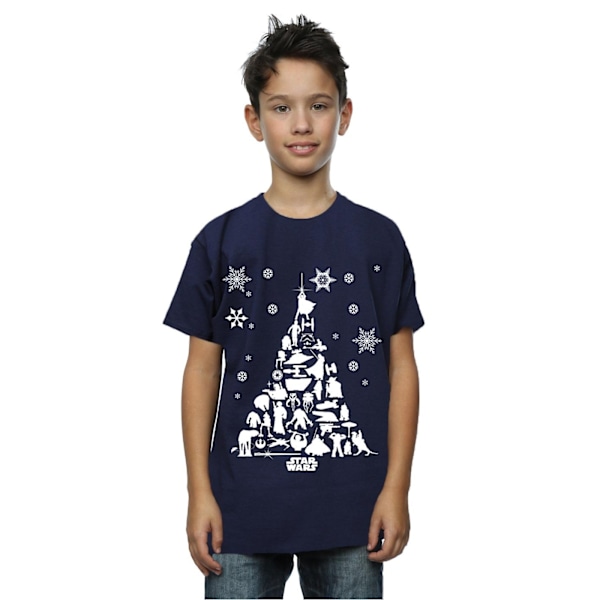 Star Wars Julgran T-shirt för pojkar 7-8 år Marinblå Navy Blue 7-8 Years