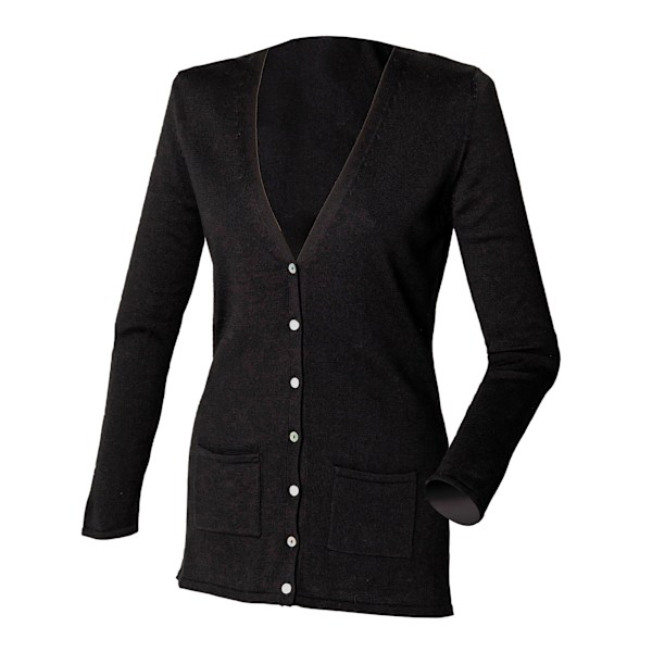 Henbury Dam/Kvinnors V-hals Knapp Fin Stickad Cardigan S Svart Black S