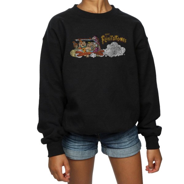 The Flintstones Girls Family Car Distressed Sweatshirt 12-13 år Black 12-13 Years