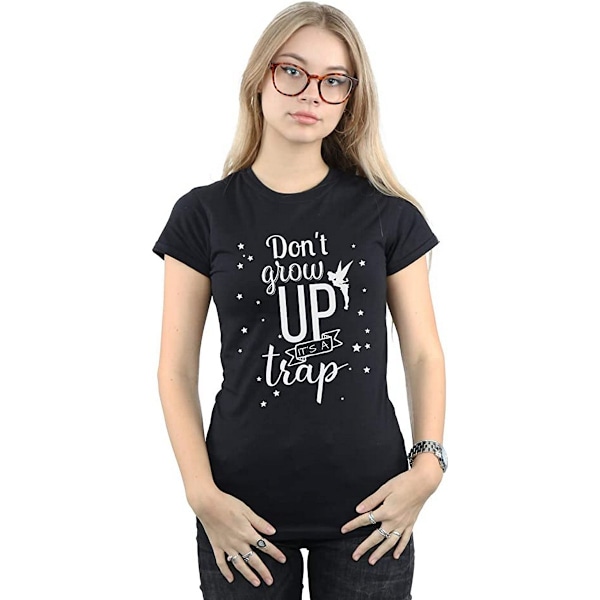 Tinkerbell Dam/Kvinnor Don´t Grow Up Bomull T-Shirt M Svart Black M