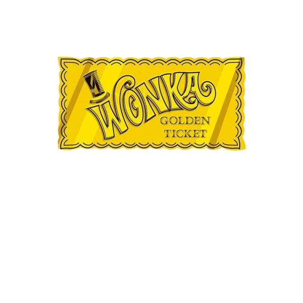 Willy Wonka & the Chocolate Factory Golden Ticket Print 40cm x Cream/Black/Yellow 40cm x 30cm