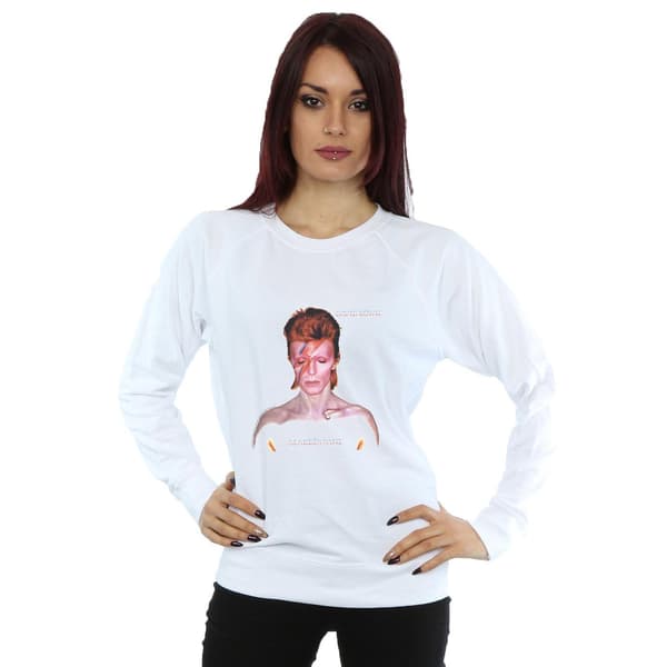David Bowie Dam/Kvinnor Aladdin Sane Version Sweatshirt S Vit White S